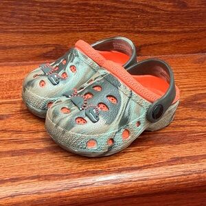 Kids Camouflage Slippers with Orange Trim